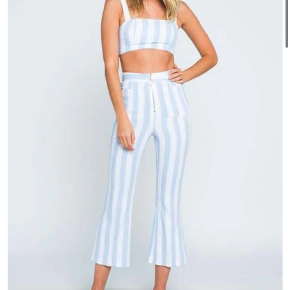 Striped Blue and White Women's Pants and Matching Top